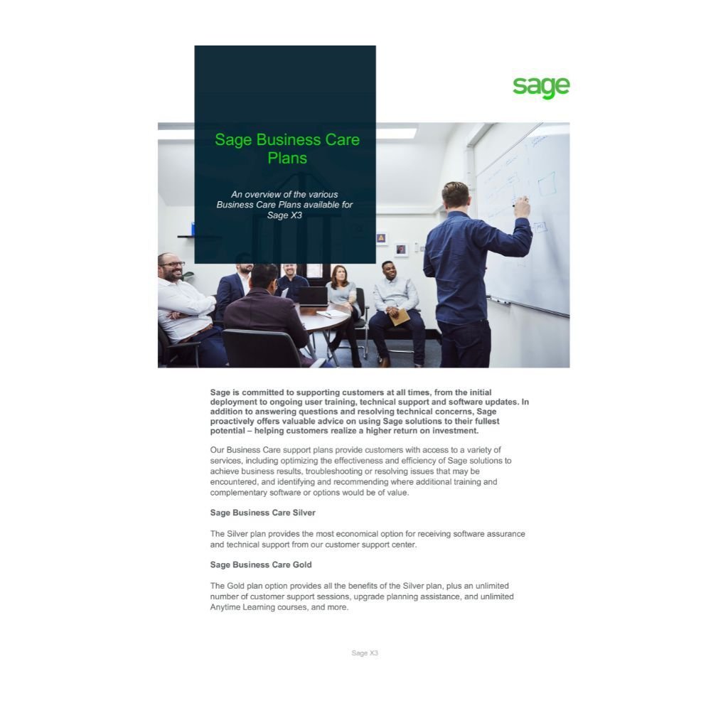 Sage Business Care Plans